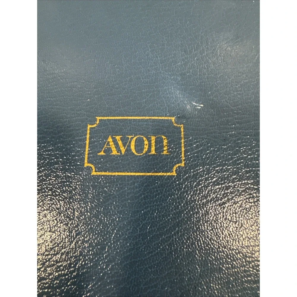 Vintage Avon Blue Gold‎ Lettering Jewelry Box Blue Velvet Display Box Case